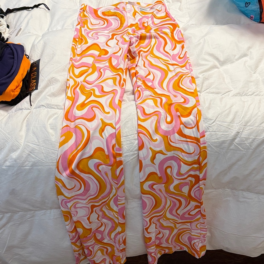 Divided Pink and Orange Swirl Pants